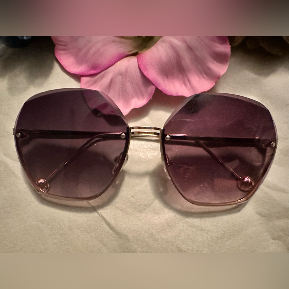 Chic Purple Hexagonal Sunglasses